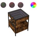 vidaXL Nočný stolík s nekonečnými LED dymový dub 40x40x51 cm