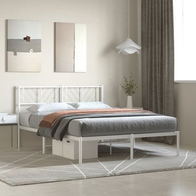 vidaXL Kovový rám postele s čelom biely 120x200 cm