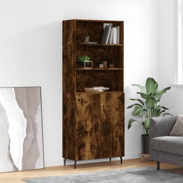 vidaXL Vysoká skrinka dymový dub 69,5x34x180 cm spracované drevo