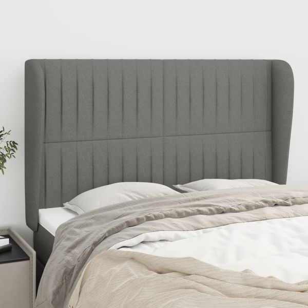 vidaXL Čelo postele so záhybmi tmavosivé 147x23x118/128 cm látka