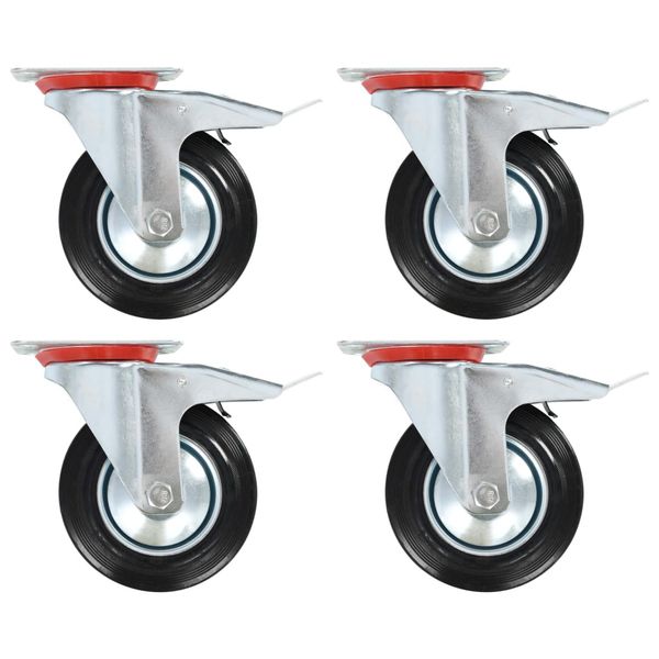 vidaXL Otočné kolieska s dvojitou brzdou 4 ks 160 mm