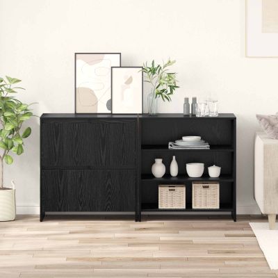 vidaXL Servírovacia skriňa 2 pcs Čierny dub 70 x 41 x 75 cm