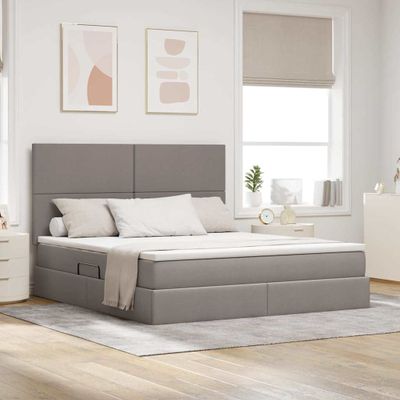 vidaXL LED úložná posteľ s matracom Sivohnedá 180 x 200 cm Látka