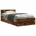 vidaXL Posteľný rám s čelom dymový dub 75x190 cm kompozitné drevo