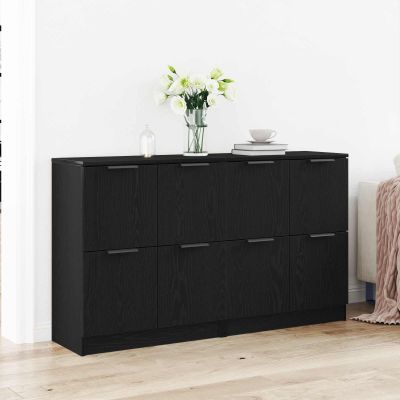 vidaXL Servírovacia skriňa 2 pcs Čierny dub 60 x 30 x 70 cm