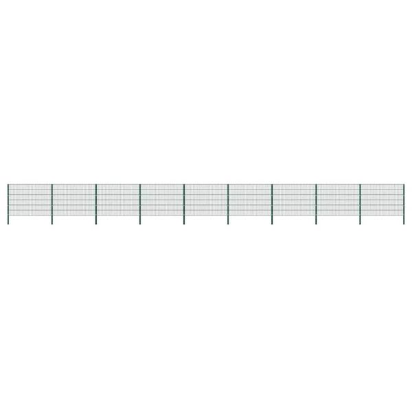 vidaXL Plotový panel so stĺpikmi, železný 1557,5x120 cm, zelený