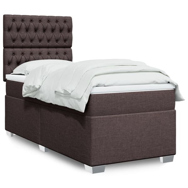 vidaXL Posteľný rám boxsping s matracom hnedý 80x200 cm látka