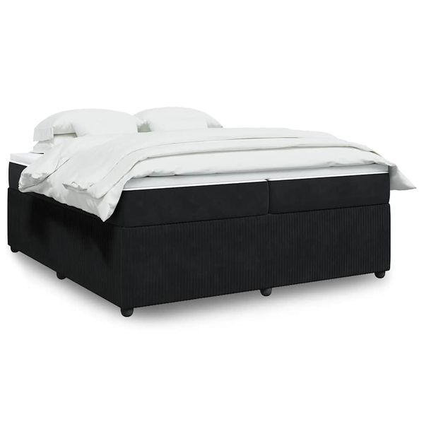 vidaXL Posteľný rám boxspring s matracom čierny 200x200 cm zamat