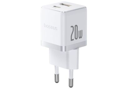 Baseus Rýchlonabíjačka do siete Palm 20W 1xUSB-A 1xUSB-C PD QC 3.0 biela