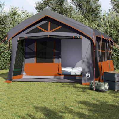 vidaXL Rodinný stan Šedá a oranžová 620 x 322 x 240 cm Polyester