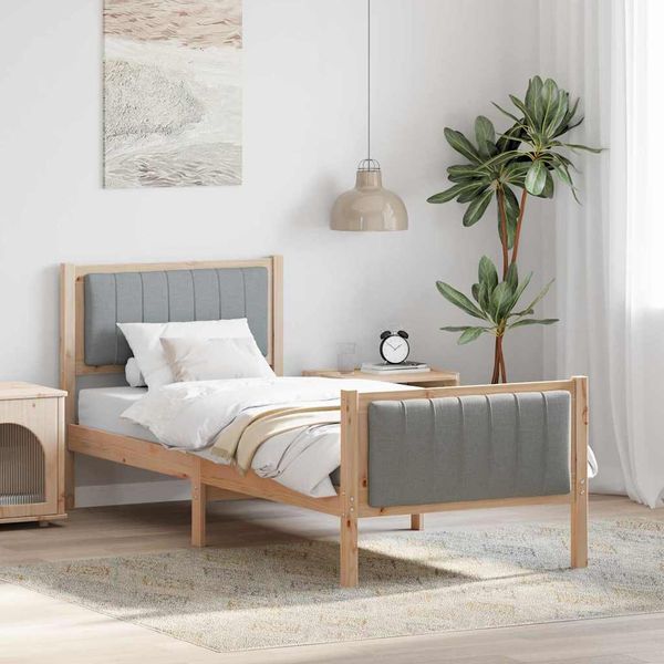 vidaXL Rám postele Hnedá a svetlo šedá 80 x 200 cm Borovicový masív