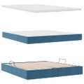 vidaXL Postel s úložným prostorem a matrací Tmavomodrá 160 x 200 cm