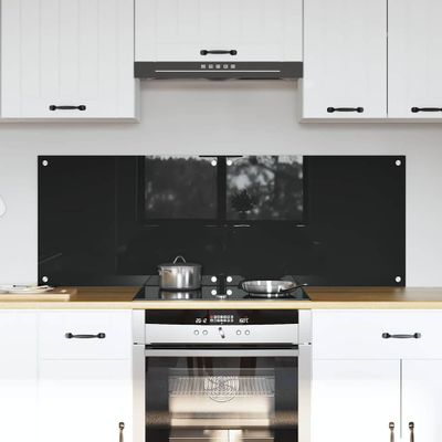 vidaXL Kuchynský obklad 2 pcs Čierna 70 x 50 cm tvrdené sklo