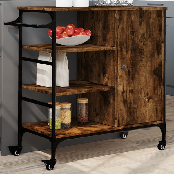 vidaXL Kuchynský vozík dymový dub 87,5x38,5x84,5 cm kompozitné drevo