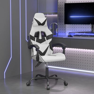 vidaXL Herná stolička biela a čierna umelá koža