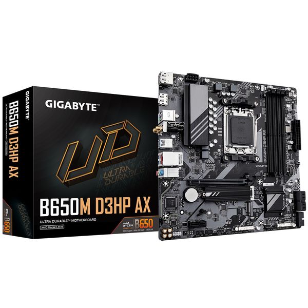GIGABYTE B650M D3HP AX/AM5/mATX GIGABYTE B650M D3HP AX / AMD B650 / AM5 / 4x DDR5 / M.2 / HDMI / 2x DP / WiFi / mATX