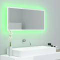 vidaXL LED kúpeľňové zrkadlo lesklé biele 90x8,5x37 cm akryl