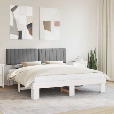 vidaXL Rám postele s čalúneným čelom Svetlosivá 180 x 200 cm