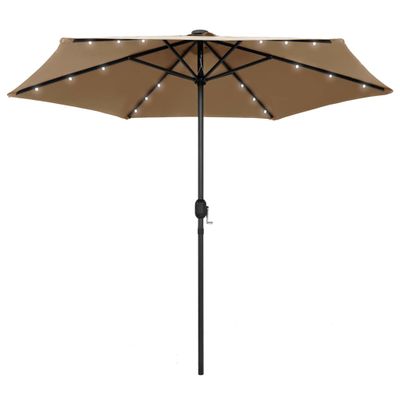 vidaXL Záhradný slnečník s LED, hliníková tyč 270 cm, sivohnedý