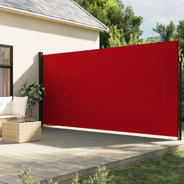 vidaXL Zaťahovacia bočná markíza, červená 220x600 cm