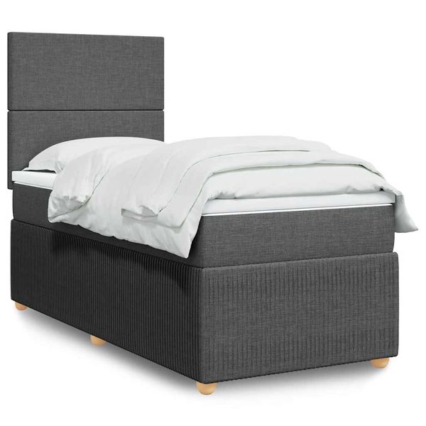 vidaXL Boxspring posteľ s matracom tmavosivá 100x200 cm látka