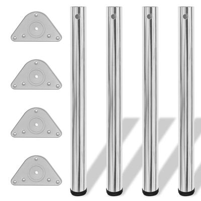 4 výškovo nastaviteľné stolové nožičky chrómové 710 mm