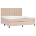 vidaXL Boxspring posteľ matrac a LED kapučínová 200x200 cm umelá koža