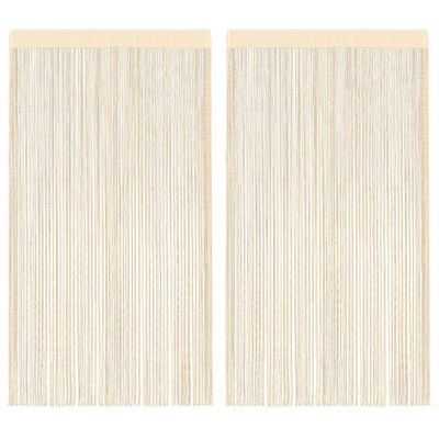 vidaXL Šnúrkový záves, 2 ks, 100x250 cm, krémový