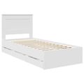 vidaXL Rám postele so zásuvkou Biela 75 x 190 cm Inžinierske drevo