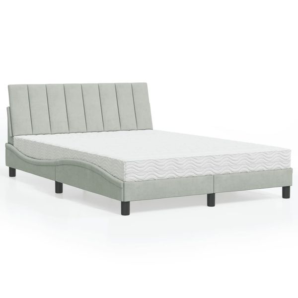 vidaXL Posteľ s matracom Hanko bledosivý 140x190 cm zamat