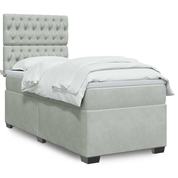 vidaXL Posteľný rám boxsping s matracom bledosivý 90x190 cm zamat