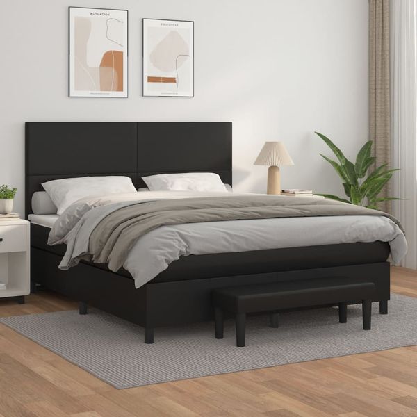 vidaXL Boxspring posteľ s matracom čierna 160x200 cm umelá koža