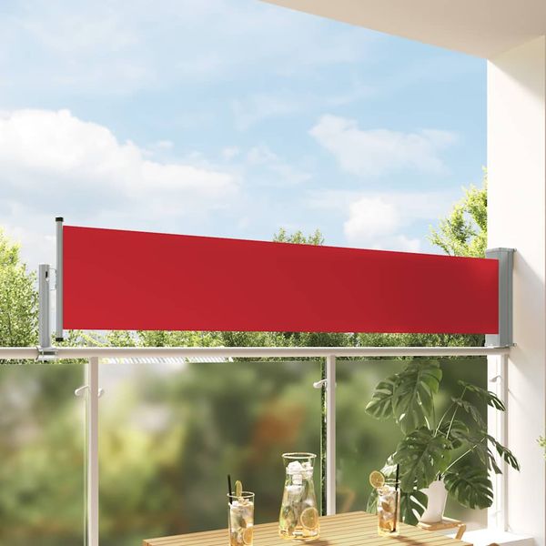 vidaXL Zaťahovacia bočná markíza na terasu červená 60x300 cm