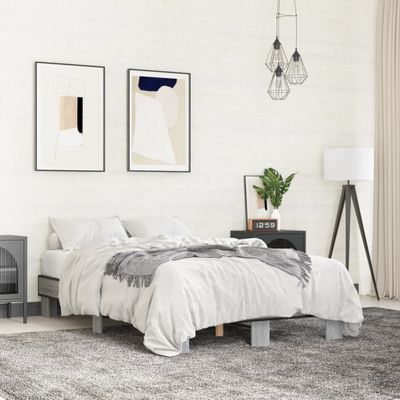 vidaXL Posteľný rám sivý sonoma 120x200 cm kompozitné drevo a kov