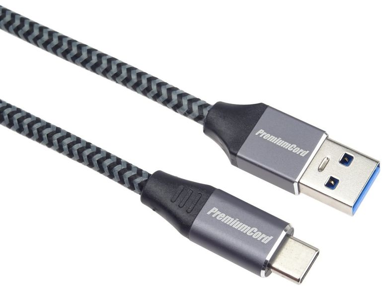 PremiumCord kábel USB-C - USB 3.0 A (USB 3.1 generation 1, 3A, 5Gbit/s) 1m oplet