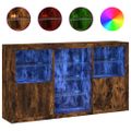 vidaXL Komoda s LED svetlami dymový dub 181,5x37x100 cm
