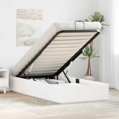 vidaXL Posteľový rám s úložným priestorom Biela 90 x 190 cm