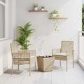 vidaXL Záhradný bistro set 3 ks Béžová polyratan