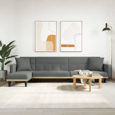 vidaXL Pohovka v tvare L tmavosivá 275x140x70 cm látka