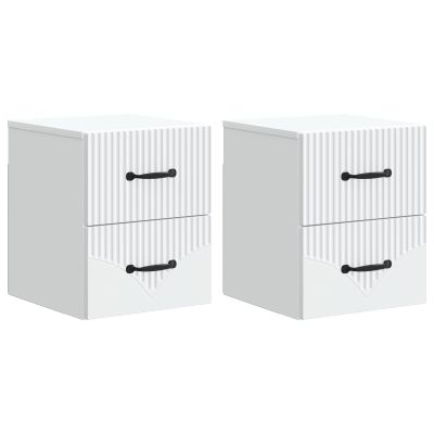vidaXL Nástenná nočná skrinka Nástenný 2 pcs Biela 34,5 x 33 x 40 cm