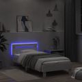 vidaXL Posteľný rám s čelom a LED svetlami biely 100x200 cm