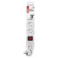 Predlžovací kábel EMOS P1413 / 3 m / 4 zásuvky / s vypínačom / biely / PVC / 1 mm2