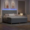 vidaXL LED box s pružinami Svetlosivá 180 x 200 cm látka