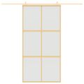 vidaXL Posuvné dvere zlaté 102,5x205 cm matné ESG sklo a hliník