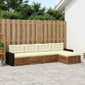 vidaXL Záhradná súprava gaučov 5 ks Prírodná a krémová Polyester