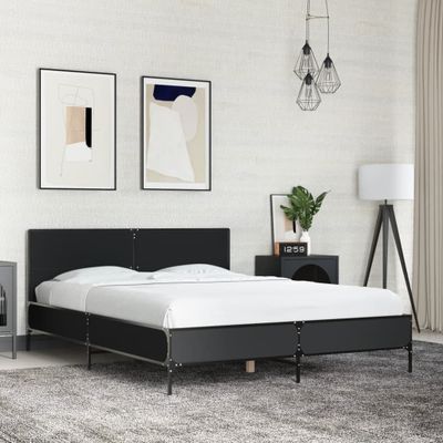 vidaXL Rám postele čierny 135x190 cm kompozitné drevo a kov