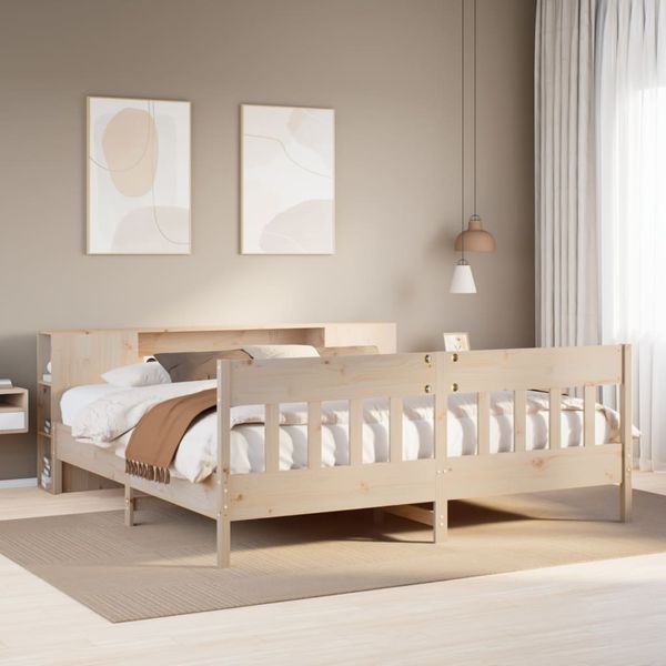 vidaXL Posteľ s knižnicou bez matraca 180x200 cm borovicový masív