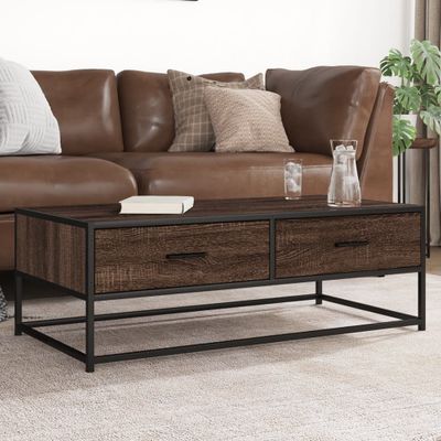 vidaXL Konferenčný stolík hnedý dub 100x50x35 cm kompozit. drevo a kov