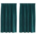 vidaXL Zatemňovacie závesy 2 ks Tmavozelená 140 x 140 cm Zamat