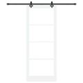 vidaXL Posuvné dvere Biela 93 x 232 cm Masívne borovicové drevo a sklo